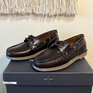 Rockport Men’s Perth Genuine Leather Boat Shoe 6.5W  wide New w Box dark br…